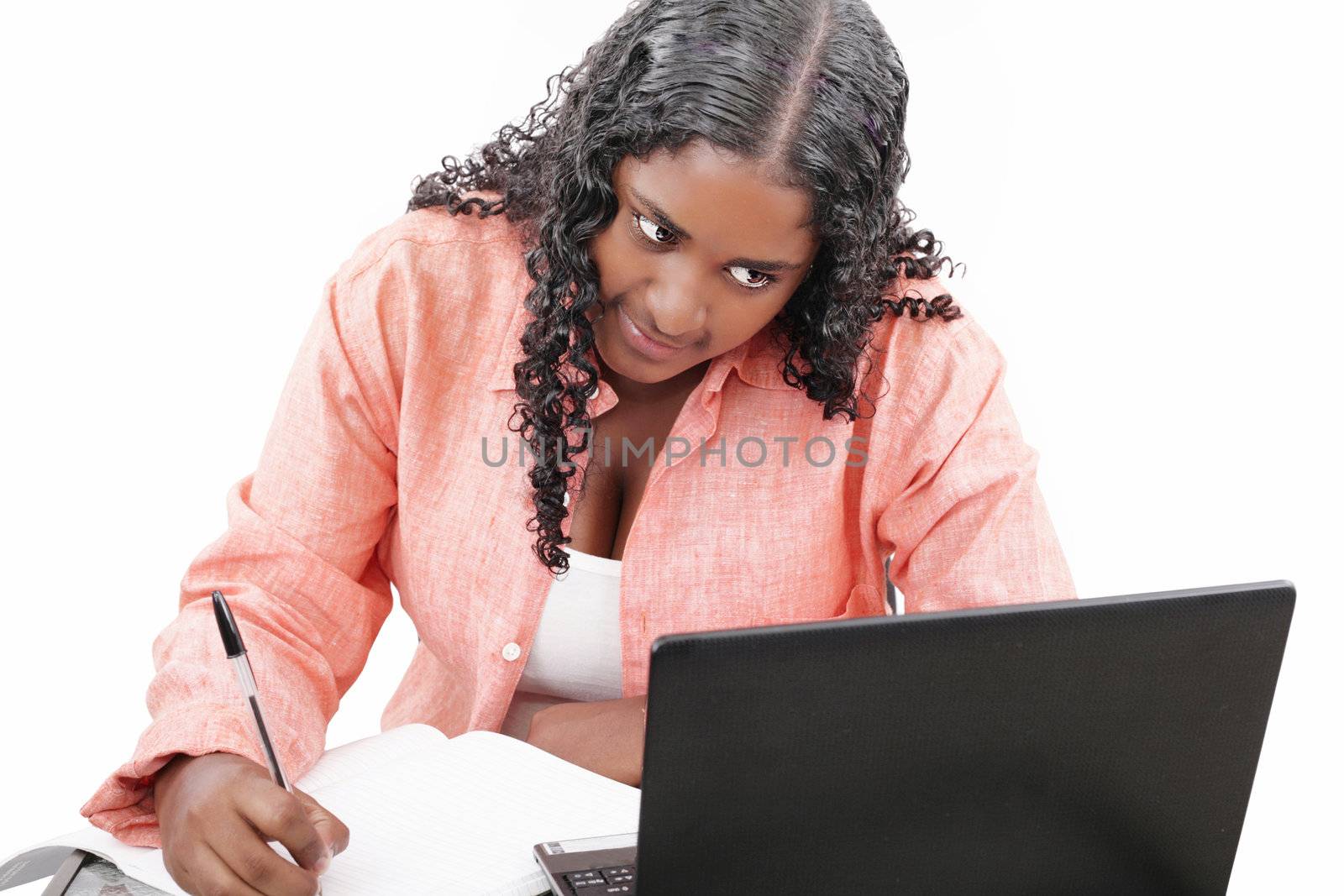 happy african college student studying by dacasdo