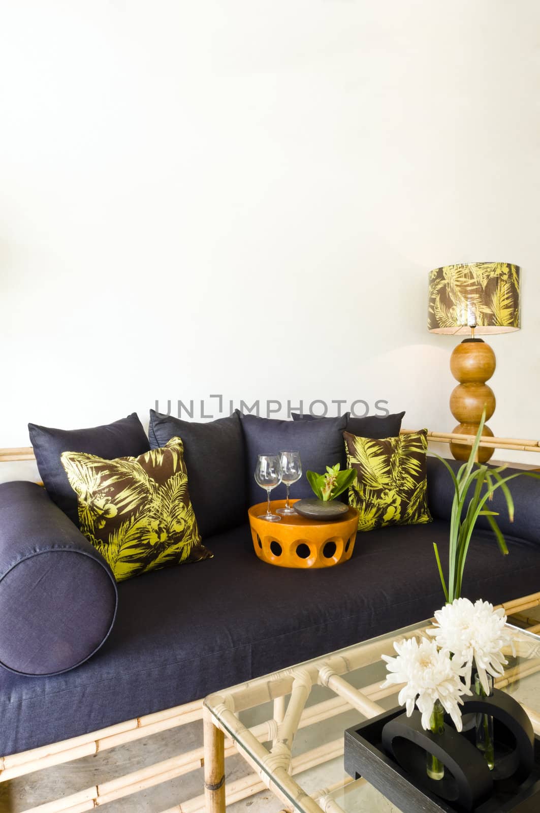 Contemporary sofa rattan bamboo seating area beautiful interior design