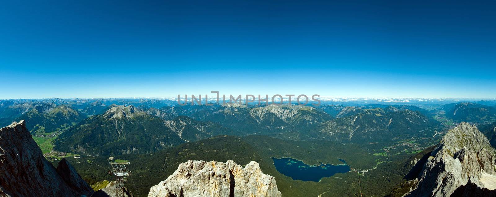 Panoramic View Zugspitze German Austrian Boarder by 3523Studio