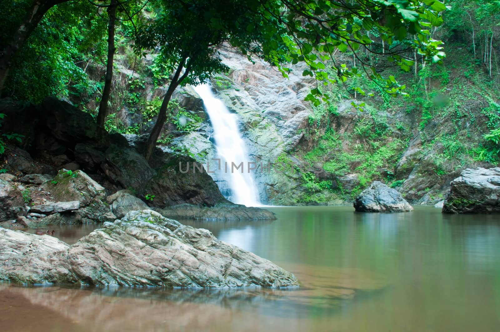 Waterfall in forest, Waterfall is a place that will make you relax and fresh   in Nan Province of Thailand