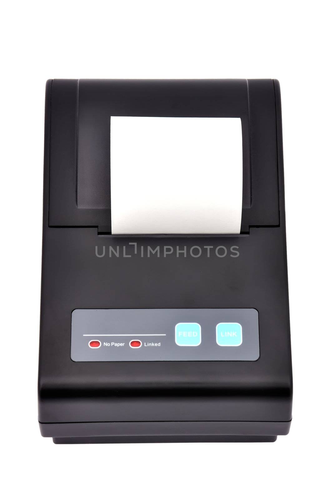 Black printer for fiscal cash register on a white background