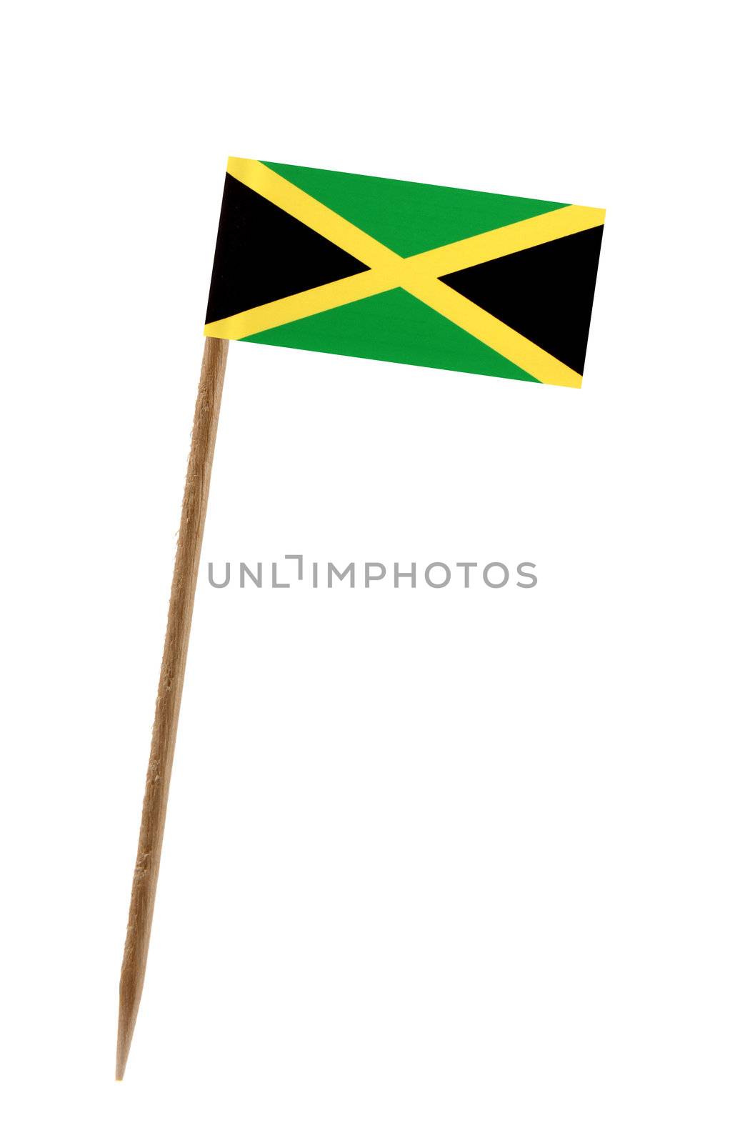 Tooth pick wit a small paper flag of Jamaica