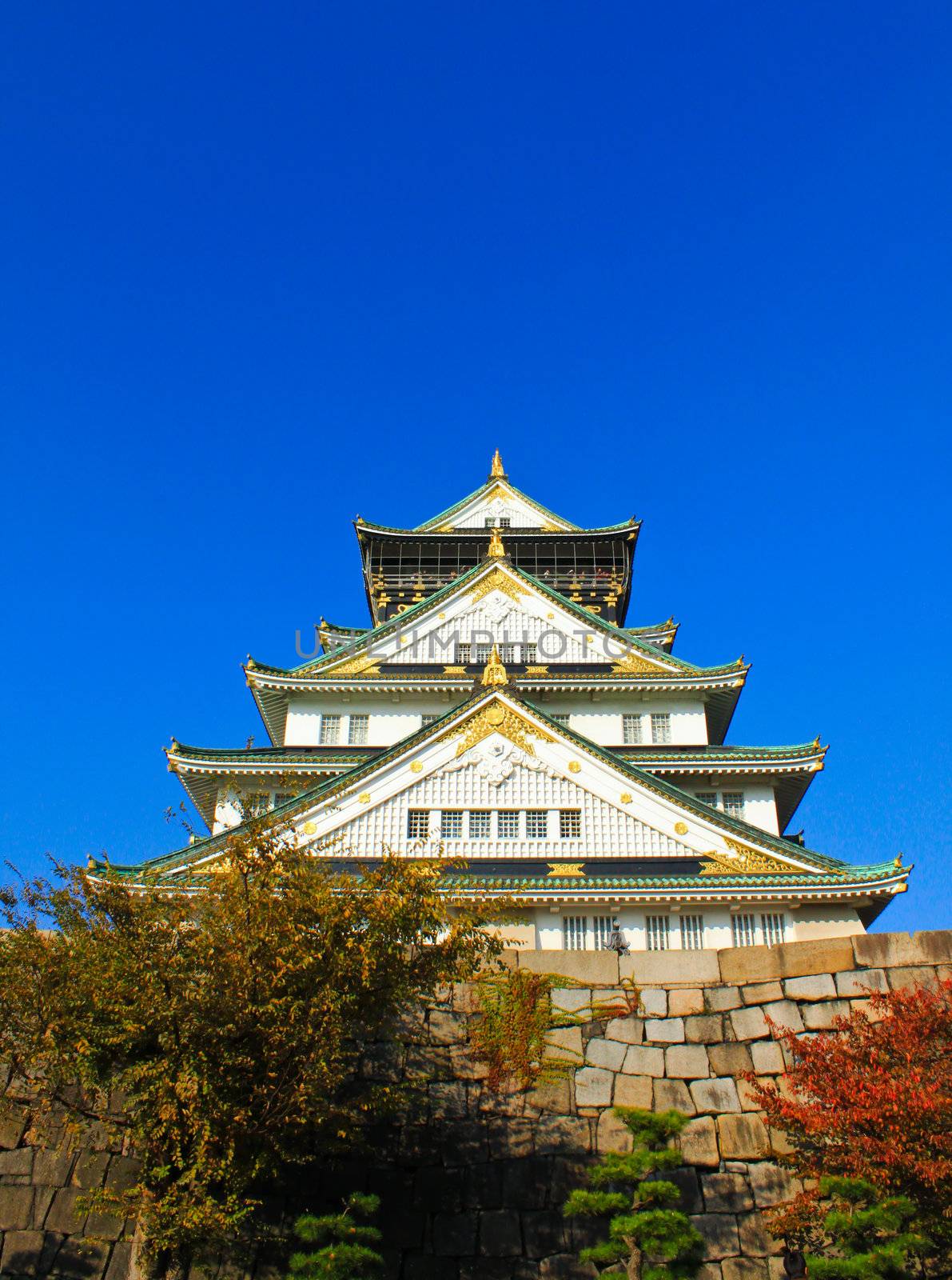 Osaka Castle and blue sky in Osaka, Japan