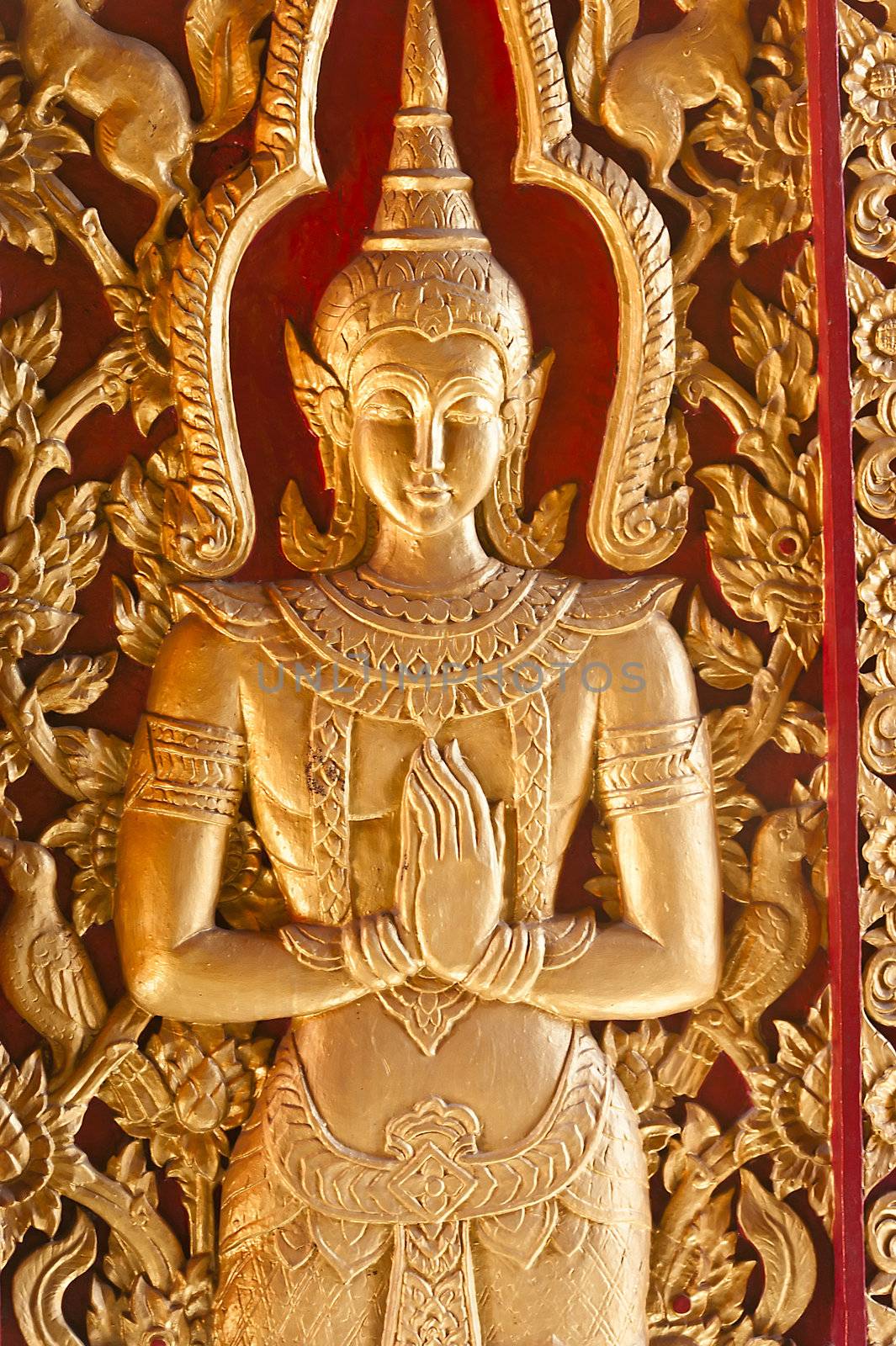 Thai style door Buddha carving