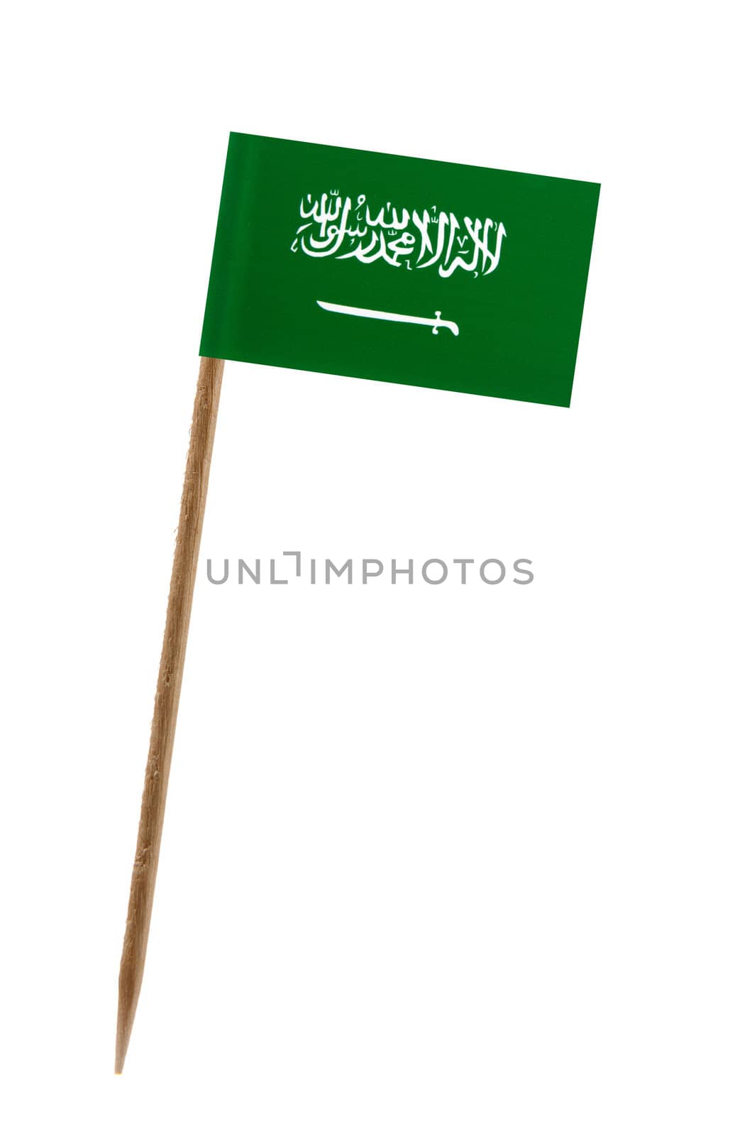 Tooth pick wit a small paper flag of Saudi Arabia