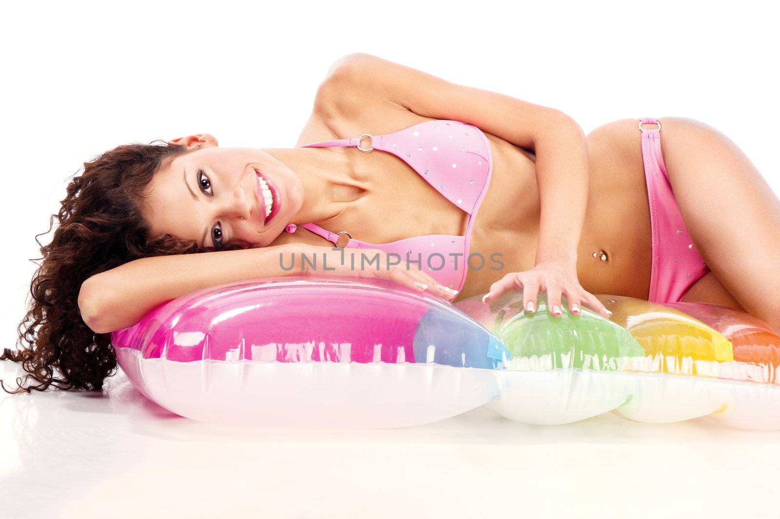 girl in bikini on air mattress by imarin
