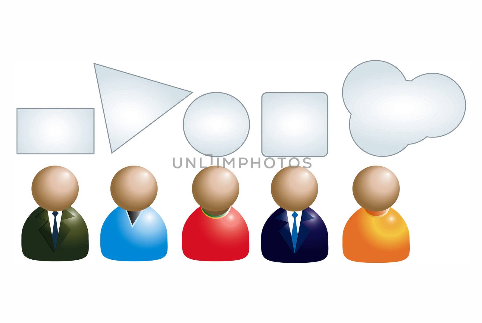Business People Icons, Isolated On White