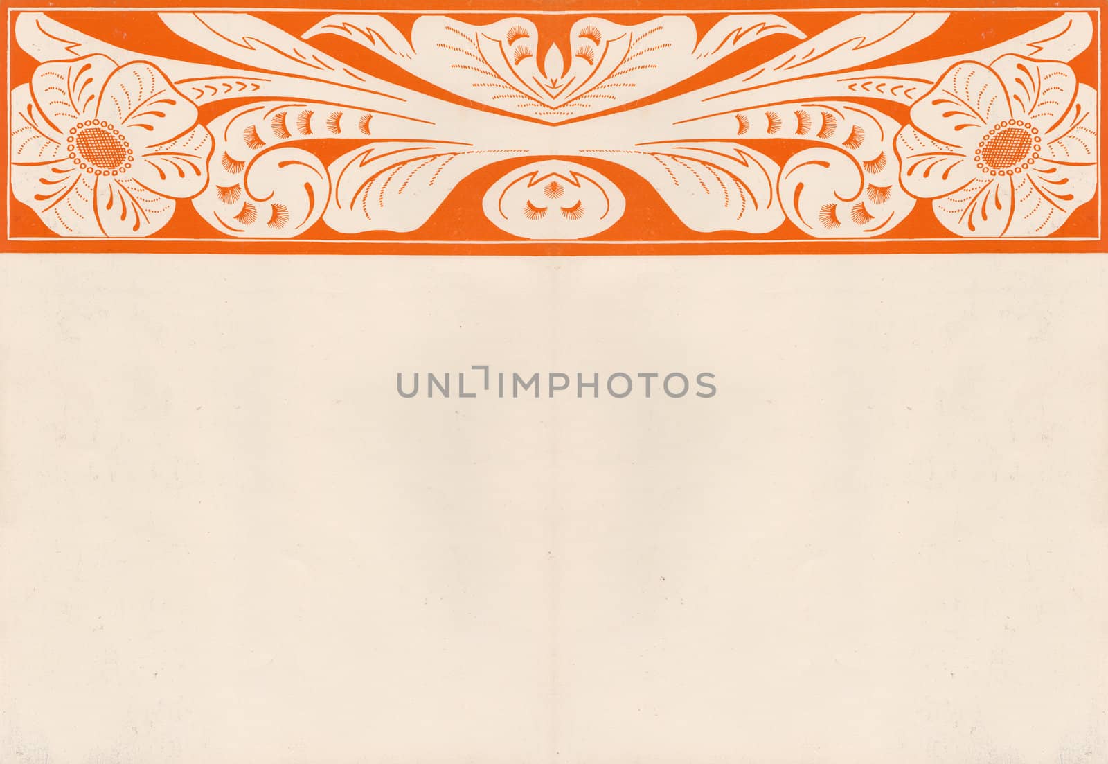 Old vintage orange flower paper