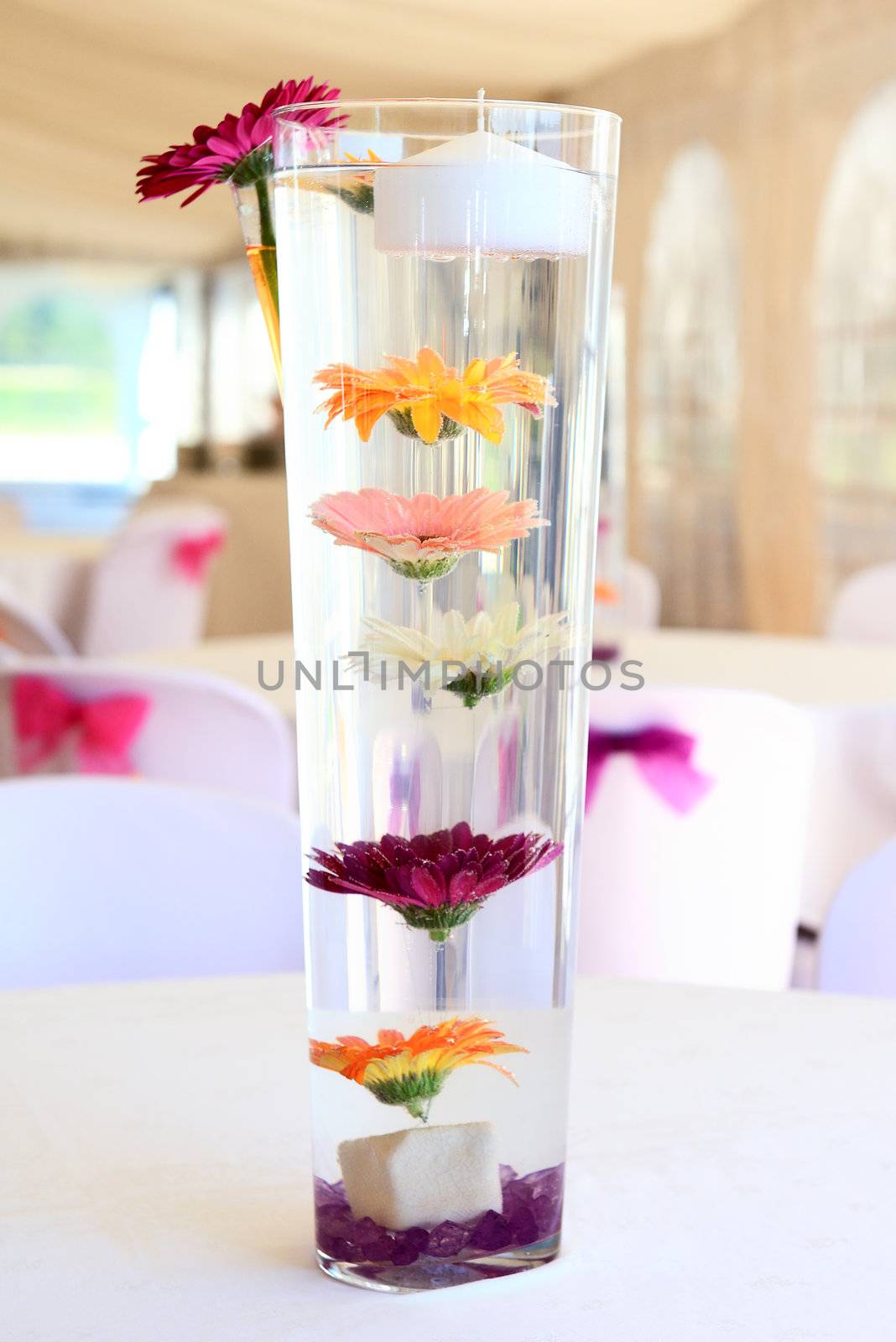 Flower and candle decoration for a wedding 