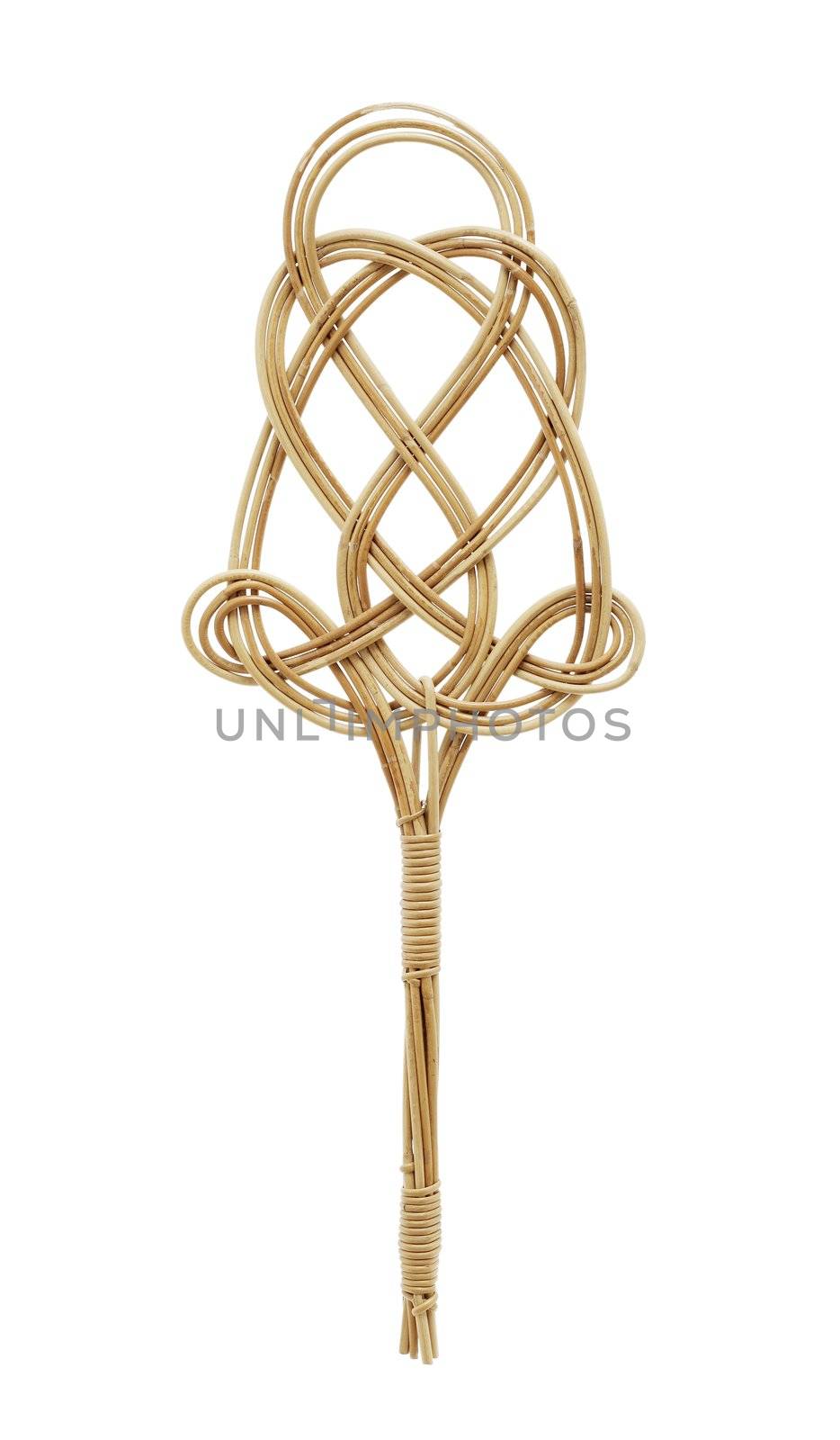 Old worn Carpet beater isolated on white