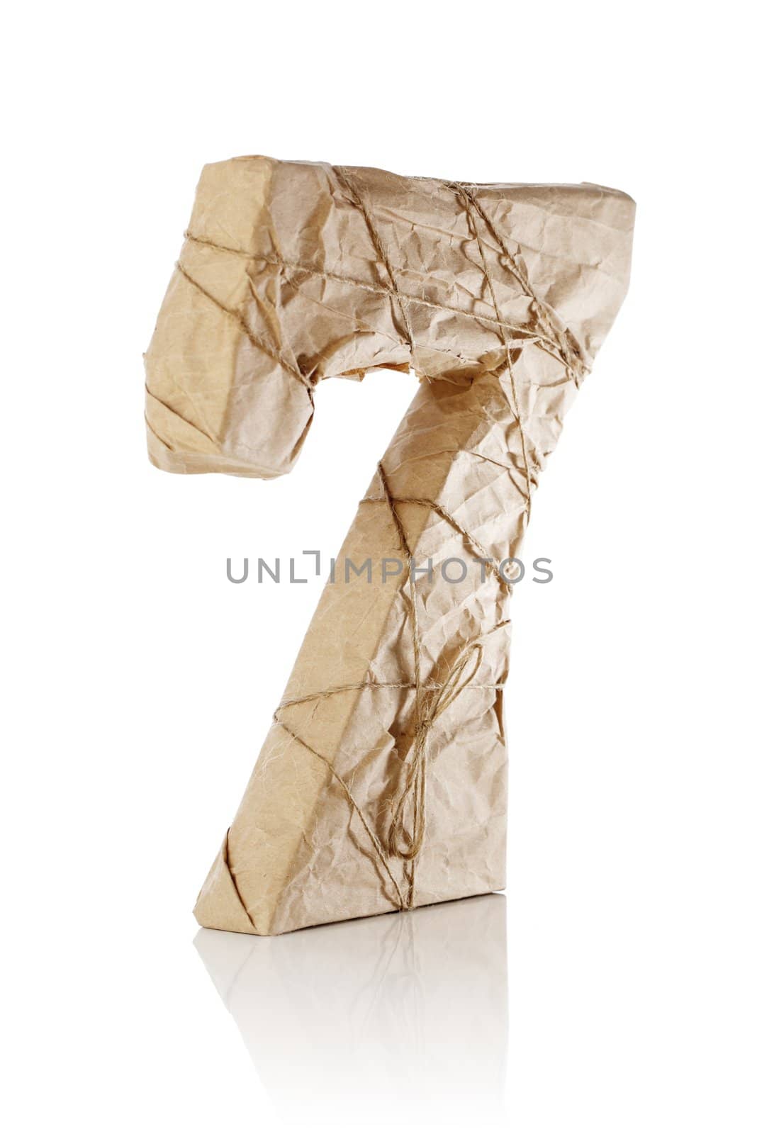 Number seven wrapped in brown paper.