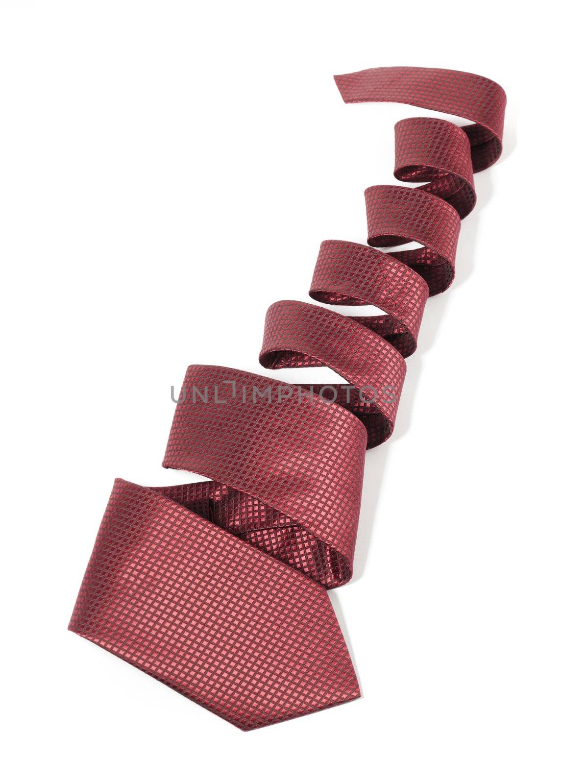 Silk necktie on white