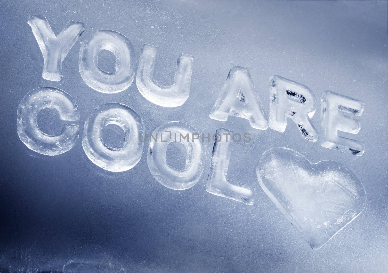 "You Are Cool" written with real ice letters.