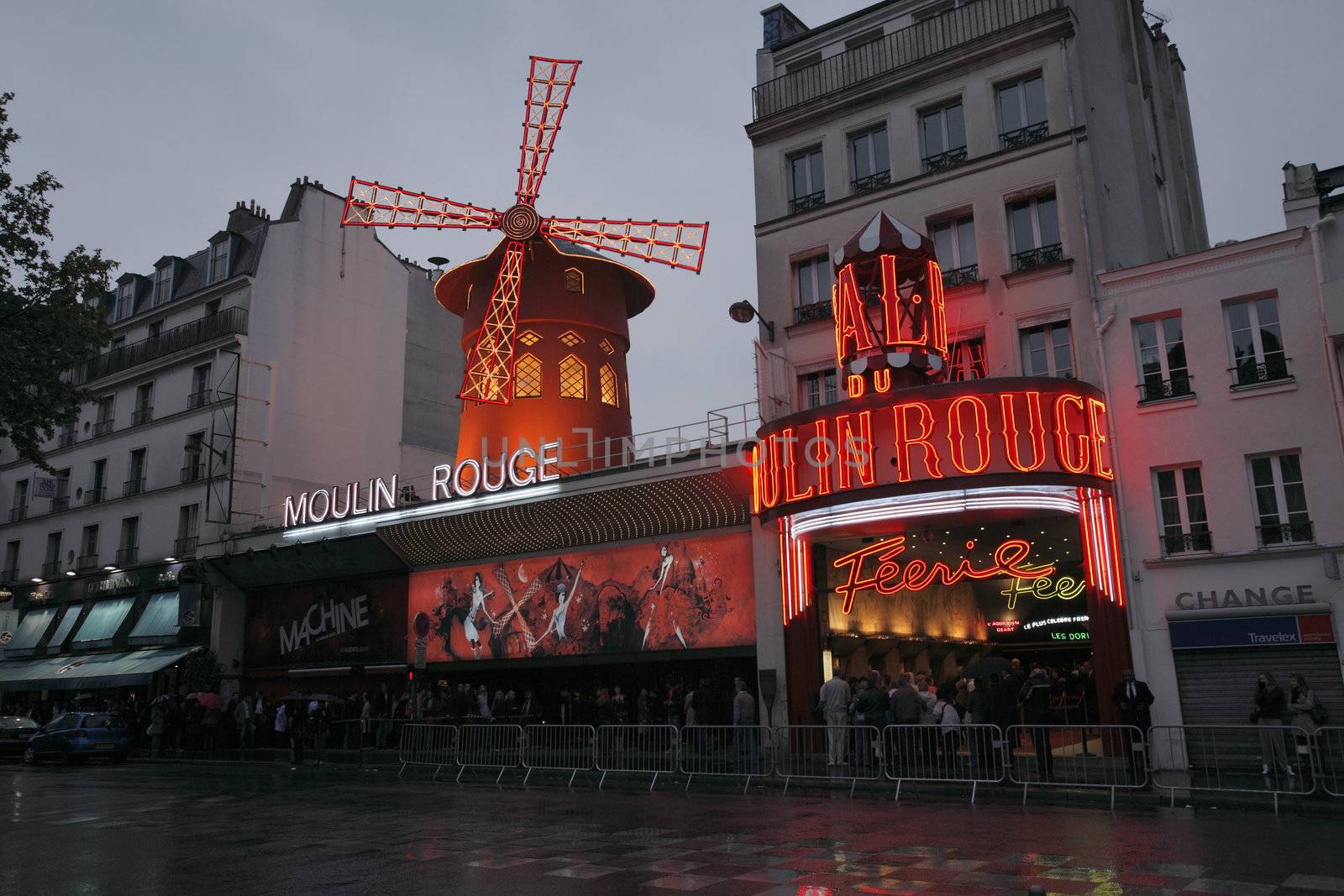 PARIS, FRANCE - MAY 17: Exterior of famous nightclub Moulin Rouge May 17, 2010 in Paris, France