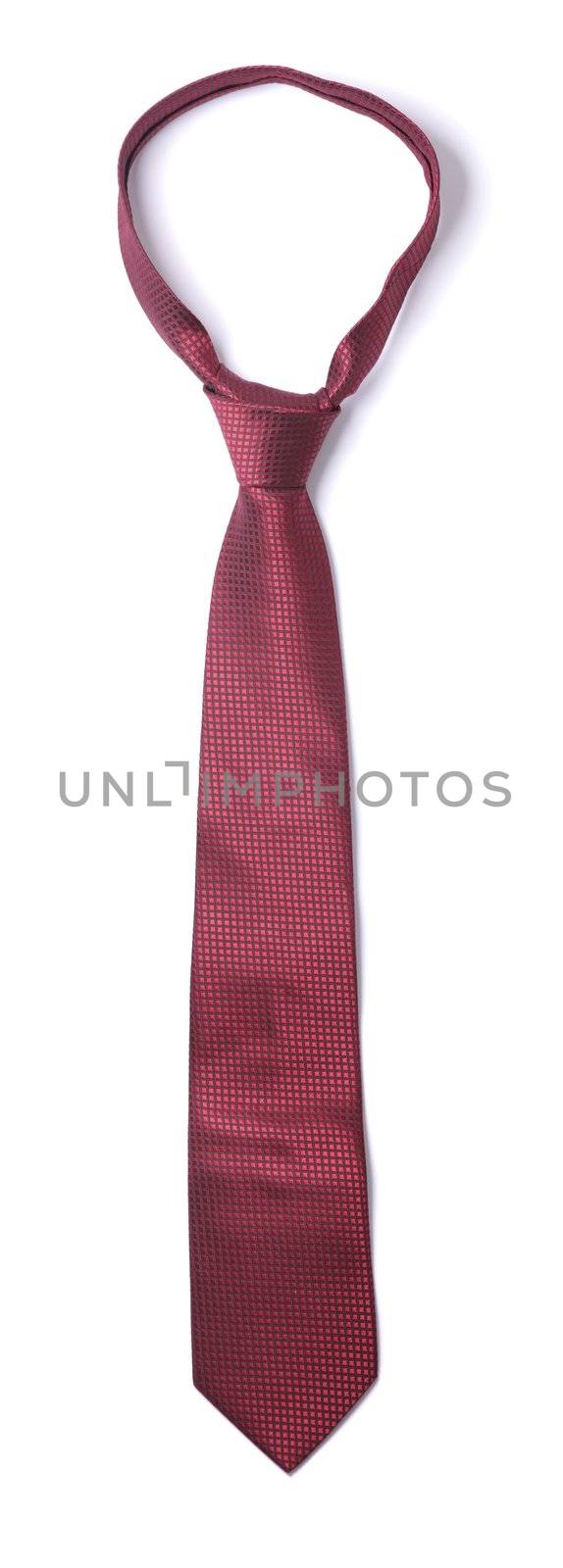 Red silk necktie isolated on white
