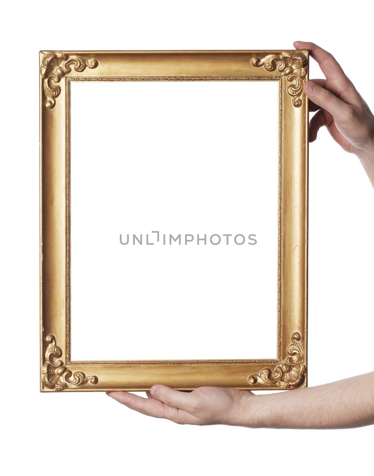 Man holding an old picture frame