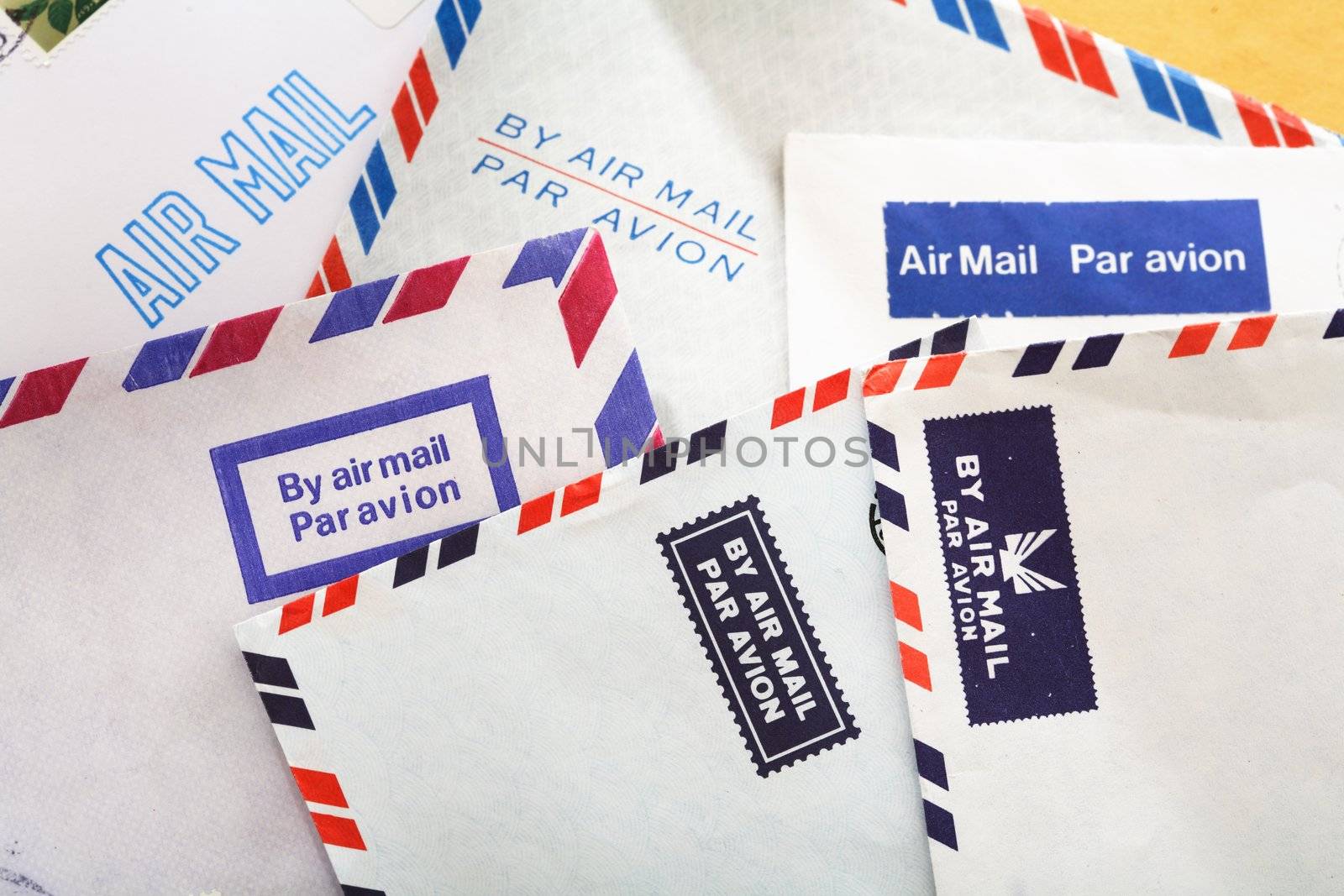 Different Air Mail envelopes.