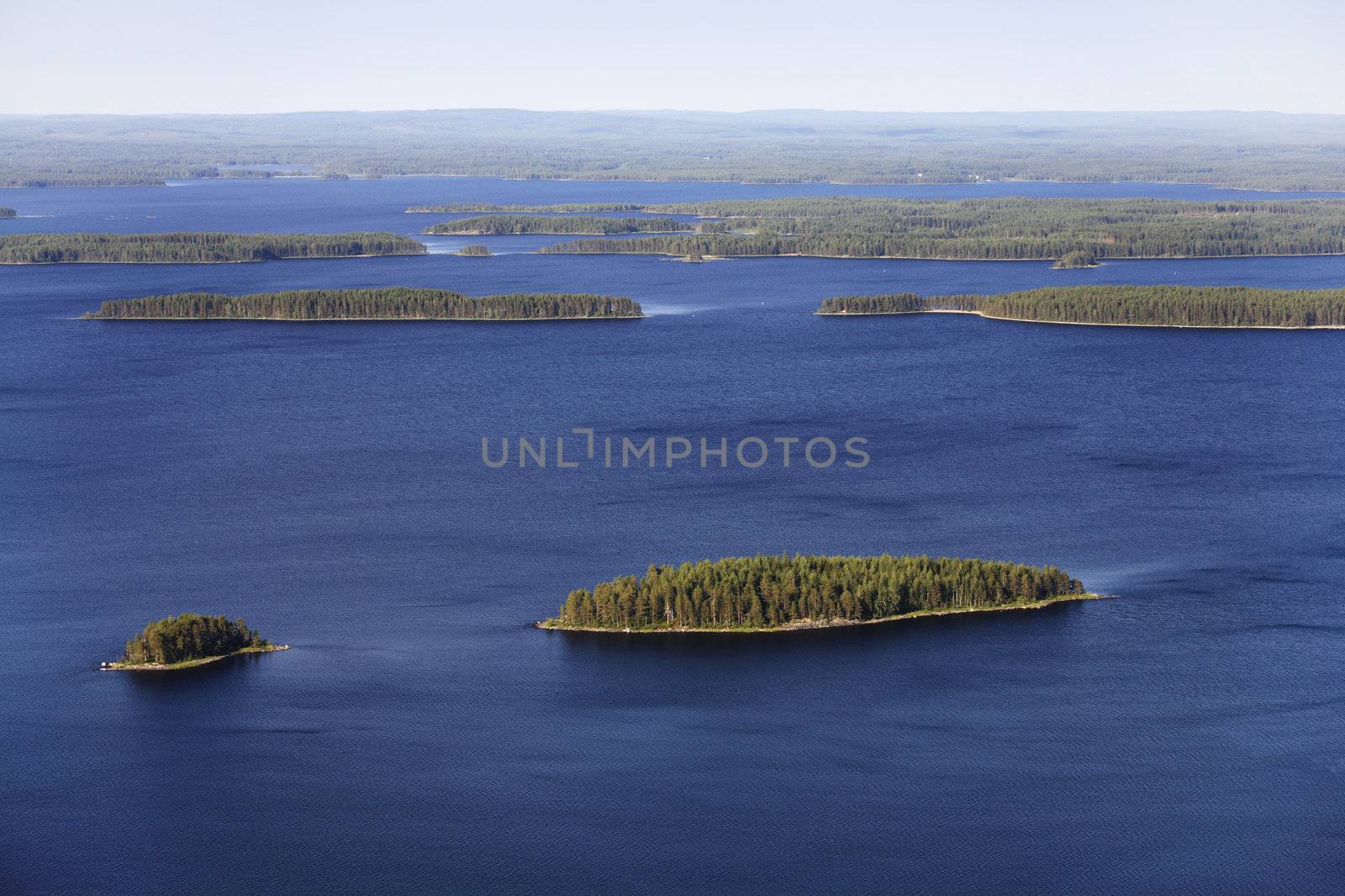 Lake landscape in Finland. Lake Pielinen, Photographed from Koli Mountain in eastern Finland.