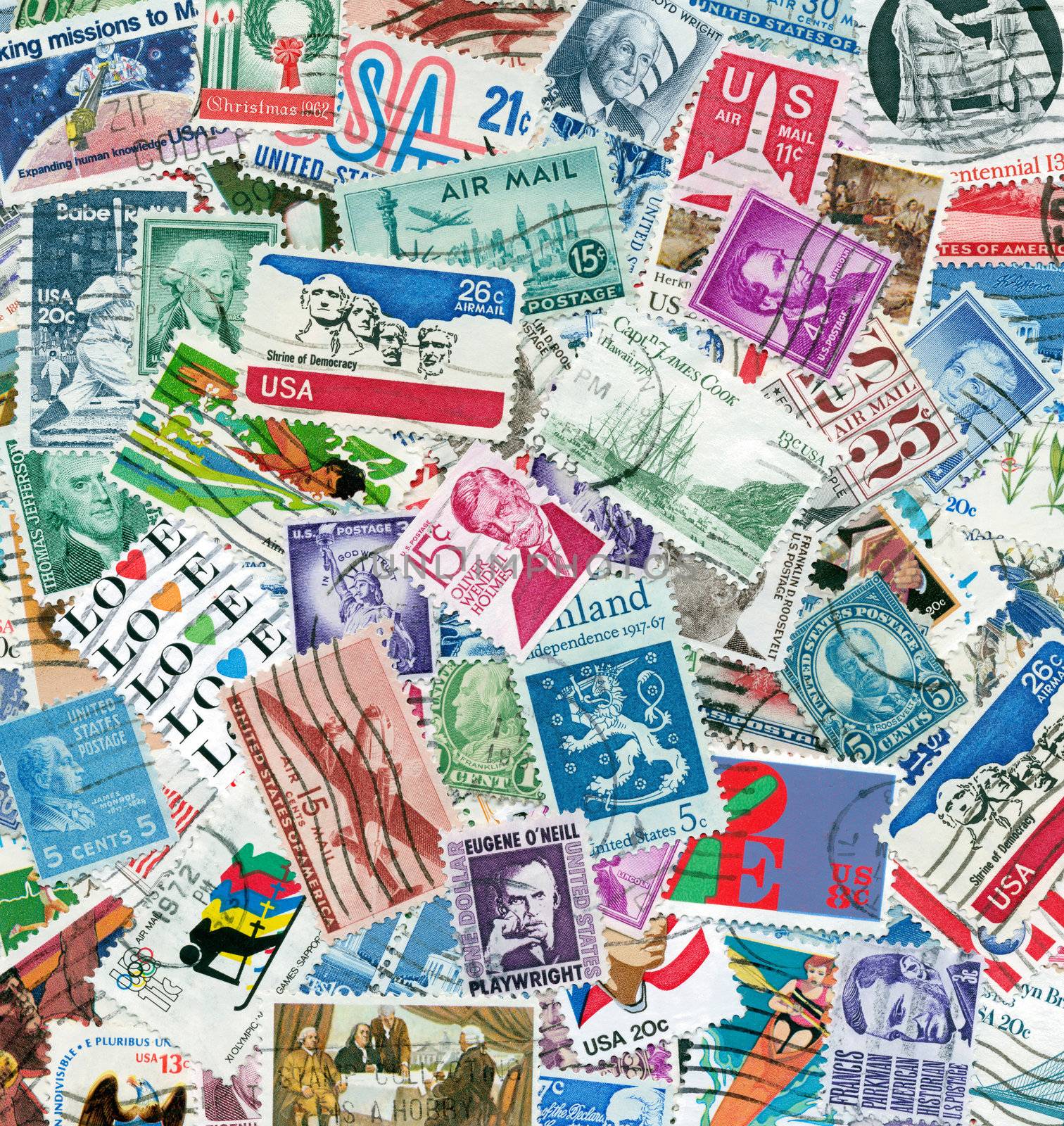 Used and cancelled stamps from USA