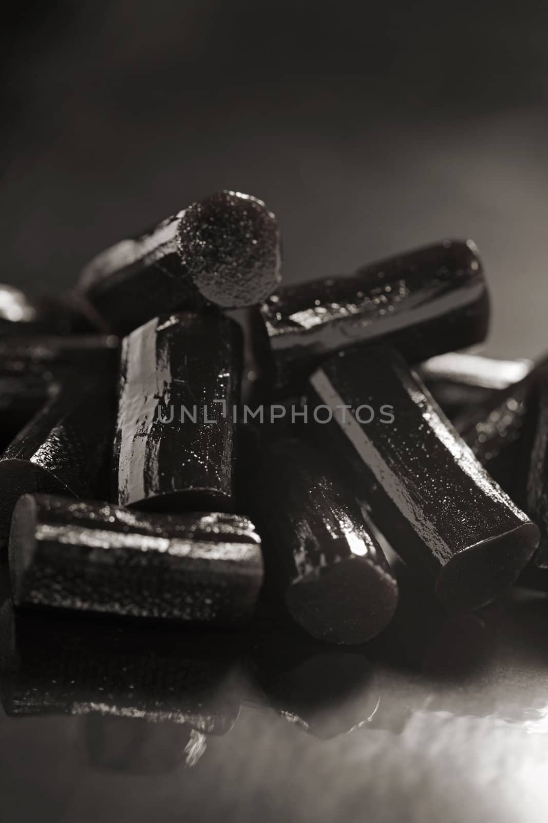 Bits of liquorice. Very short depth of field.