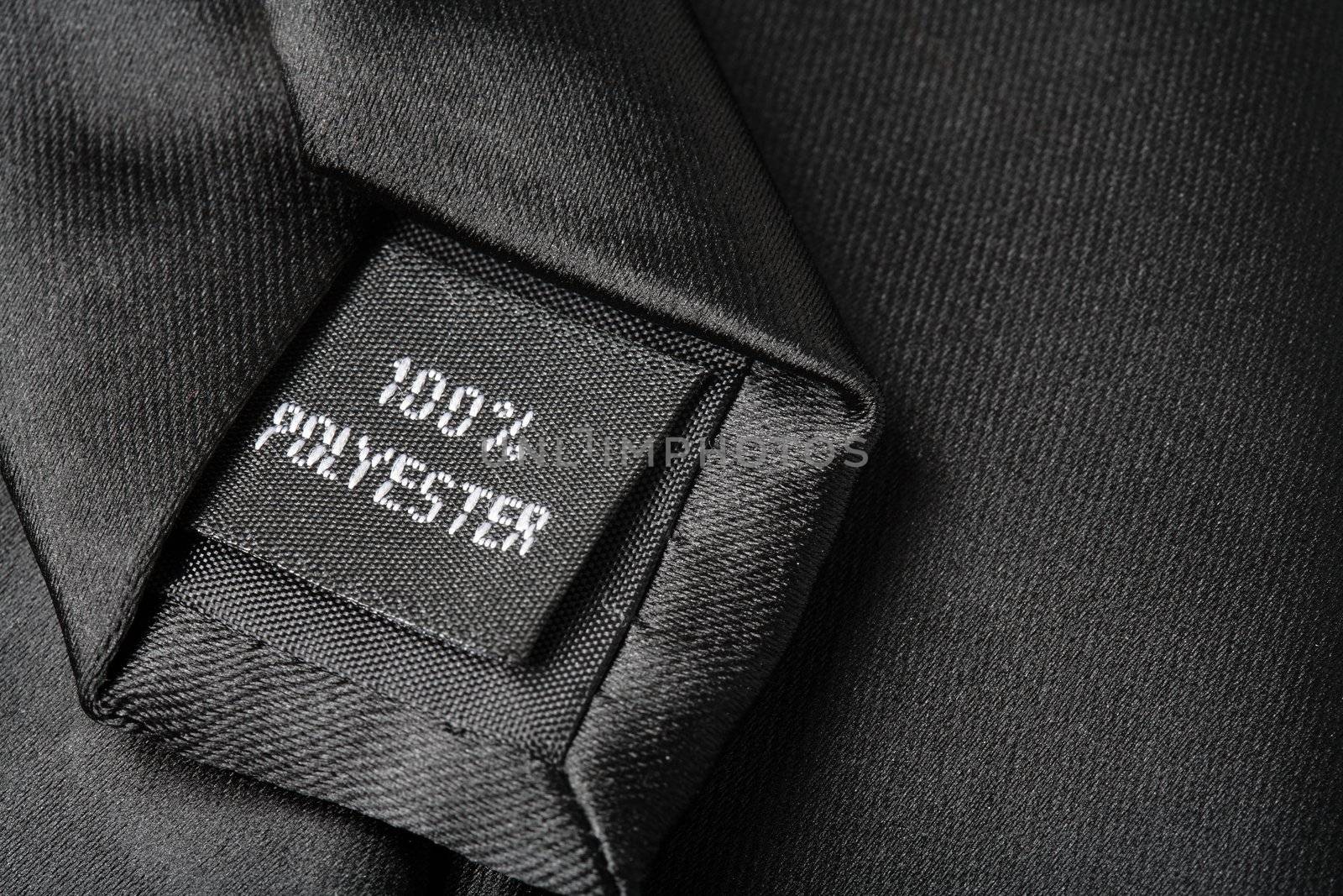 100% Polyester label on a tie