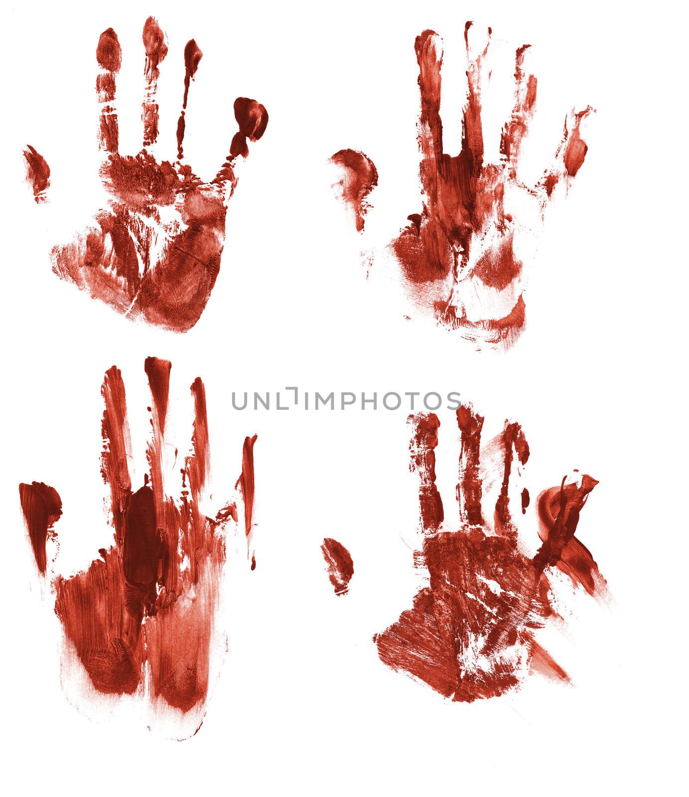 Bloody handprints on paper