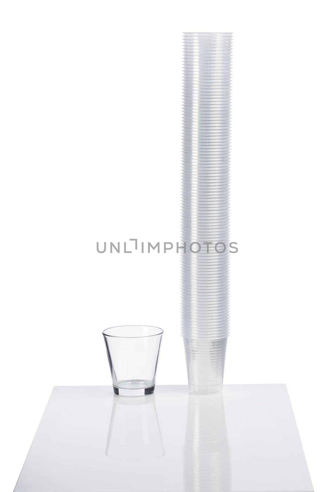 A Glass or a large amount of disposable plastic cups?