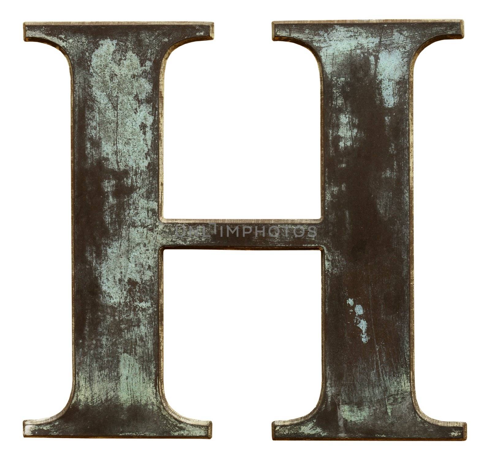 Metallic letter H isolated on white