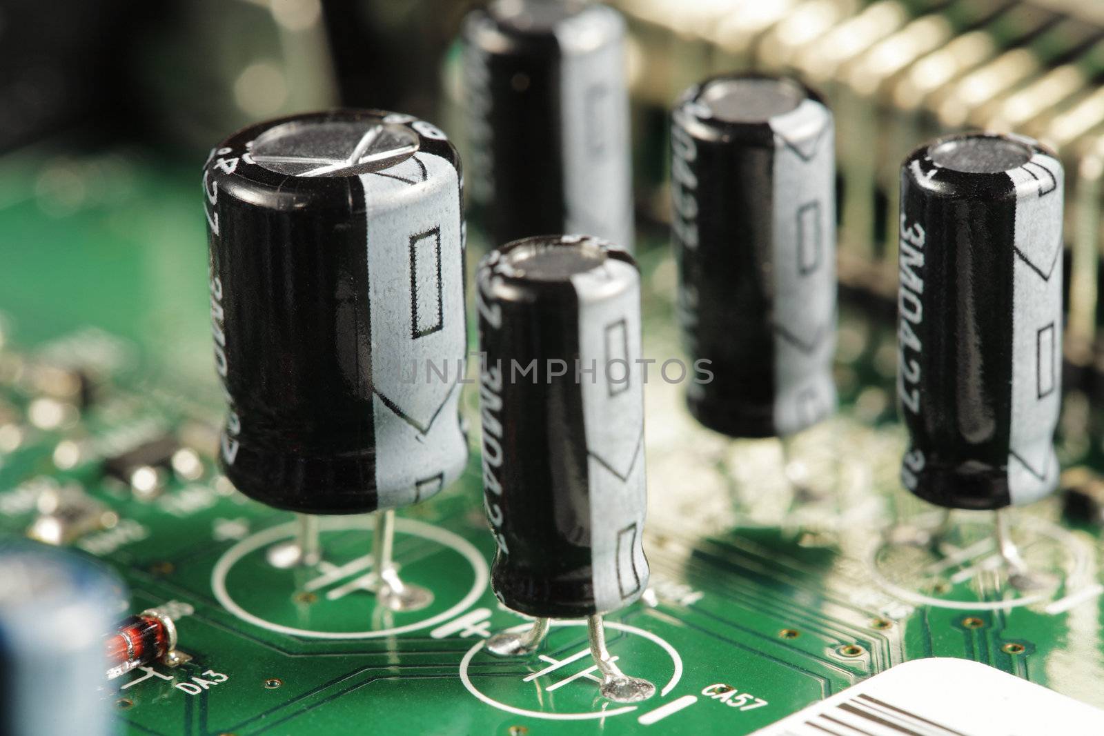 Capacitor electrical components on a circuit board