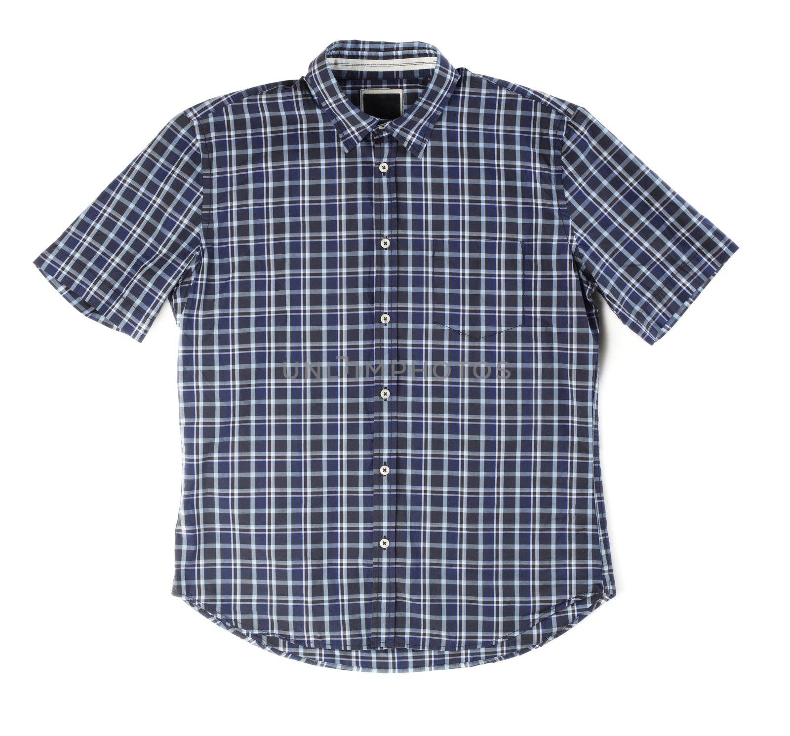 Men's casual plaid summer shirt on white