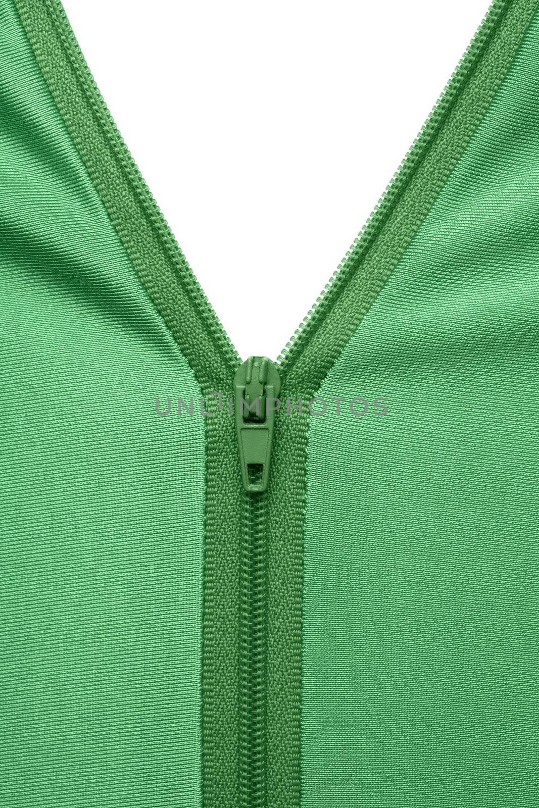 Zipper of a green garment