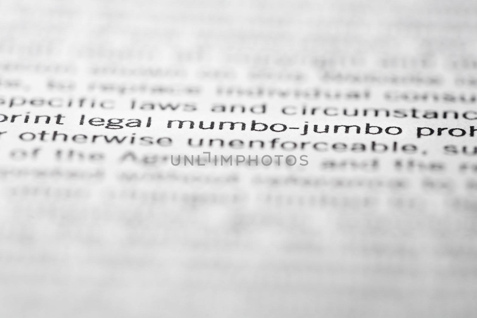 The words "Legal mumbo-jumbo" accentuated in a printed document.