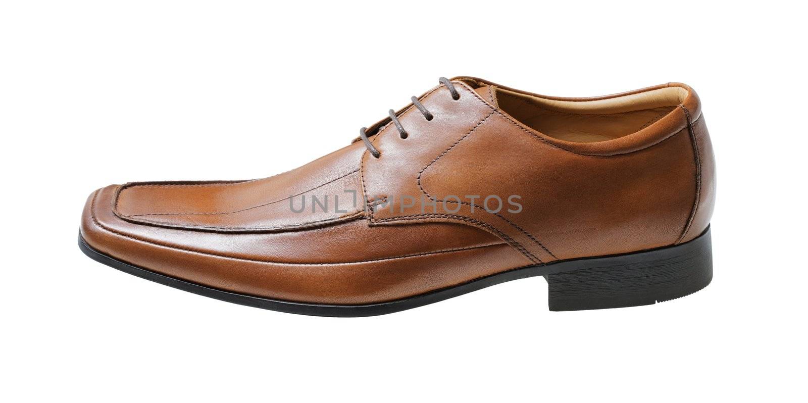 Men's brown leather shoe isolated over white