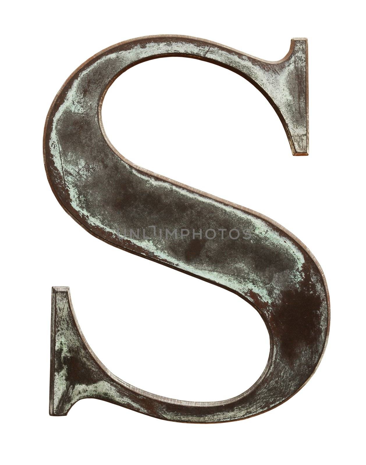 Metallic letter S isolated on white