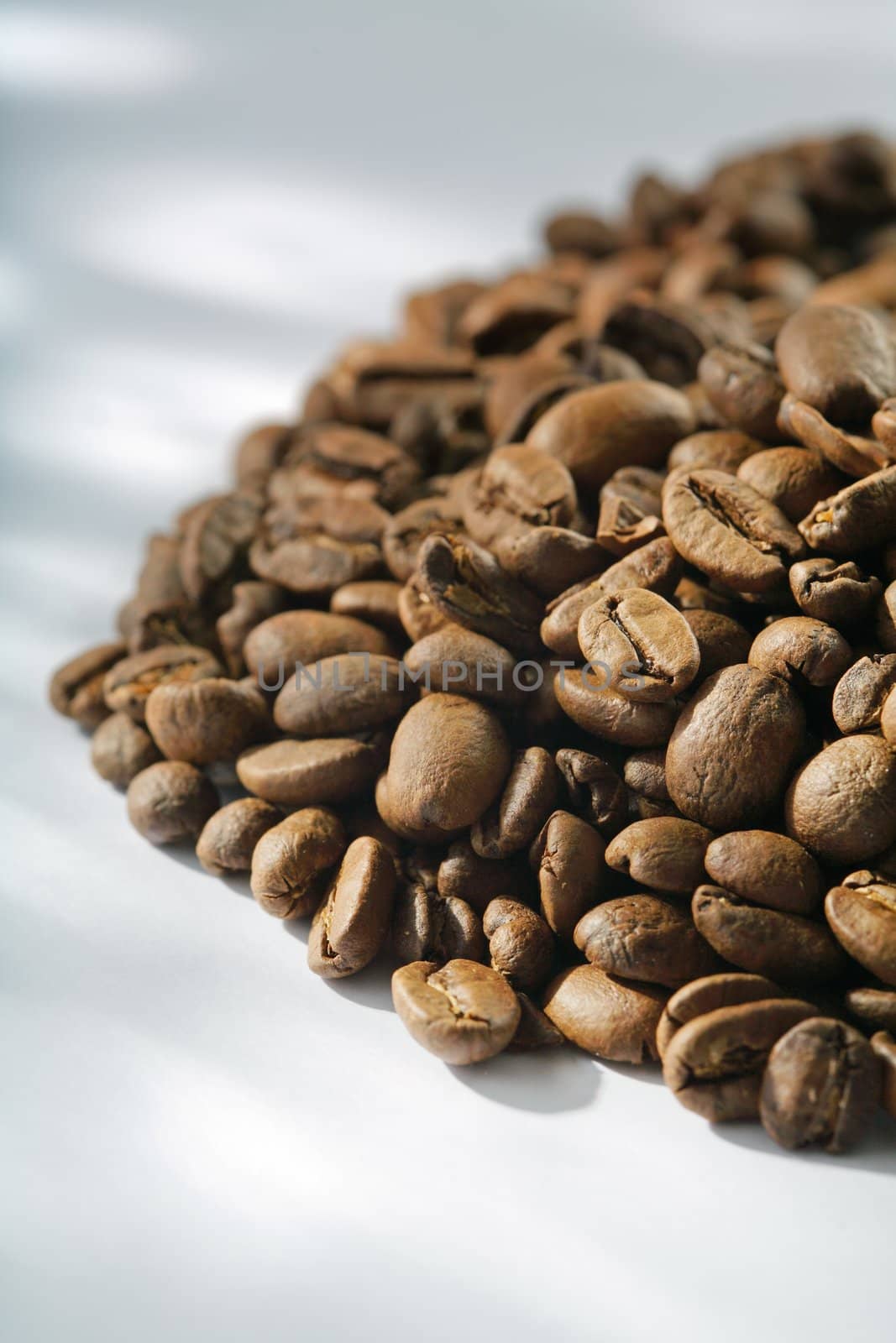 Roasted coffee beans. Shallow depth-of-field.