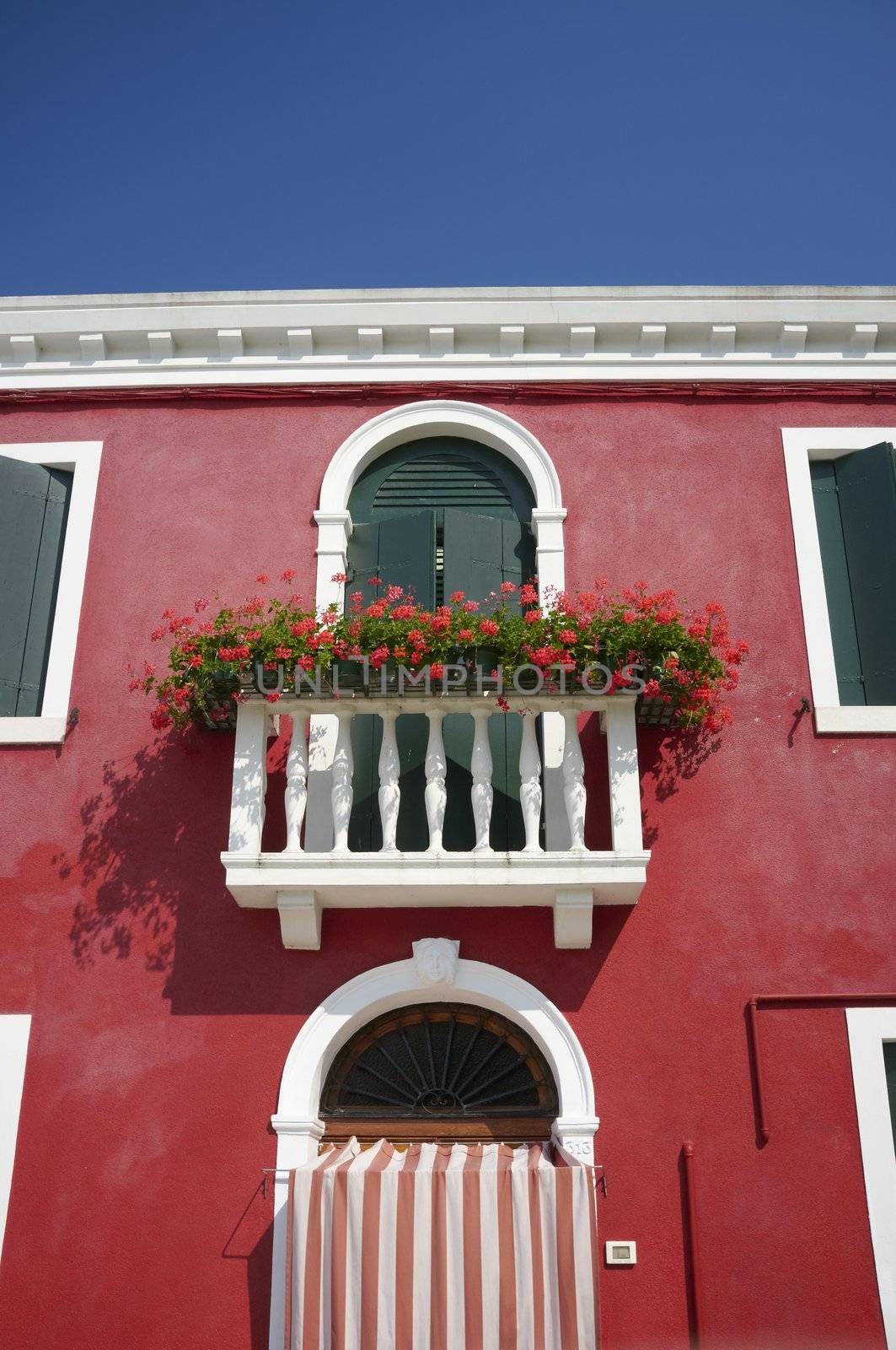 Colourful house on Burano island. Burano is an island in the Venetian Lagoon, northern Italy