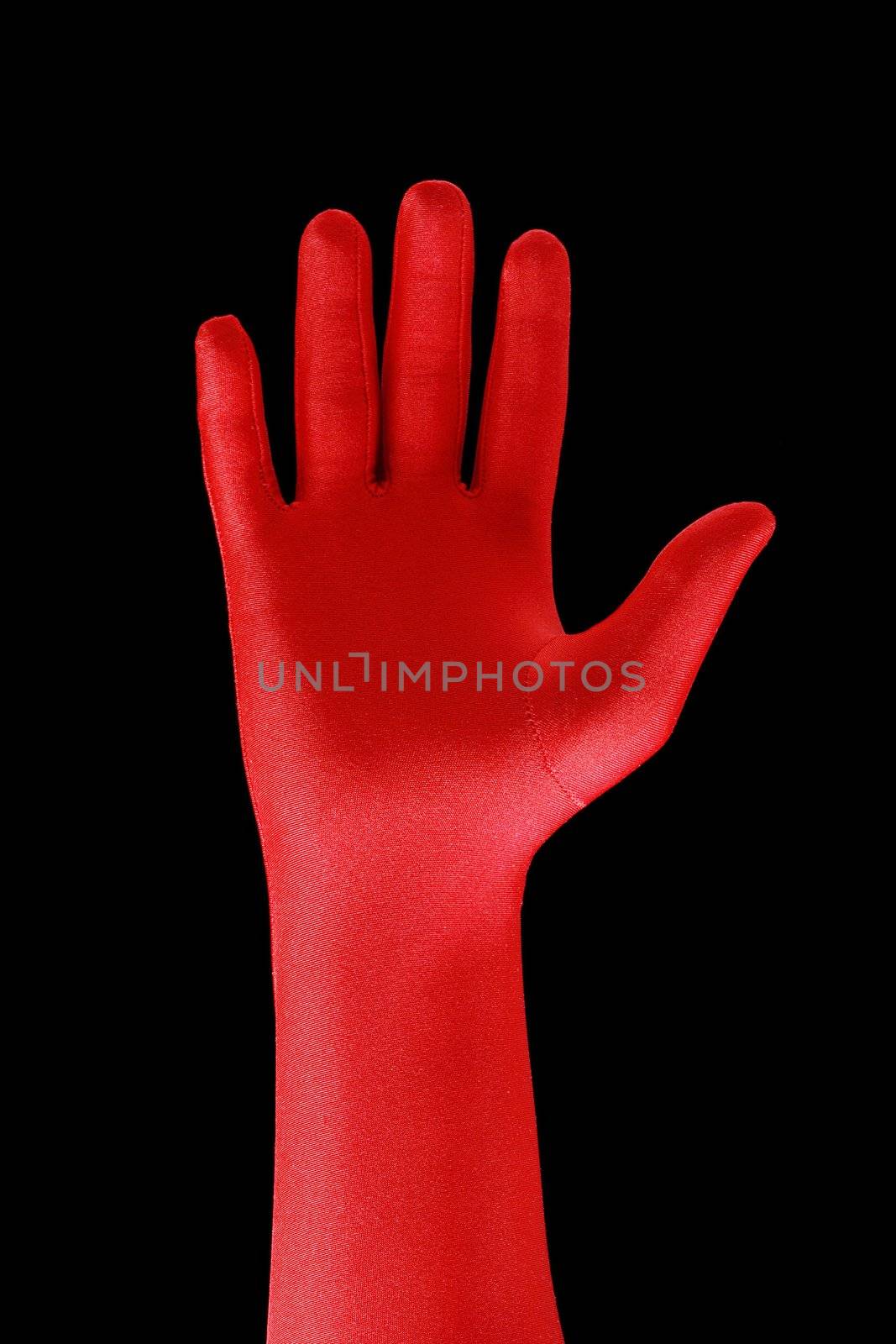 Strange hand with a red glove