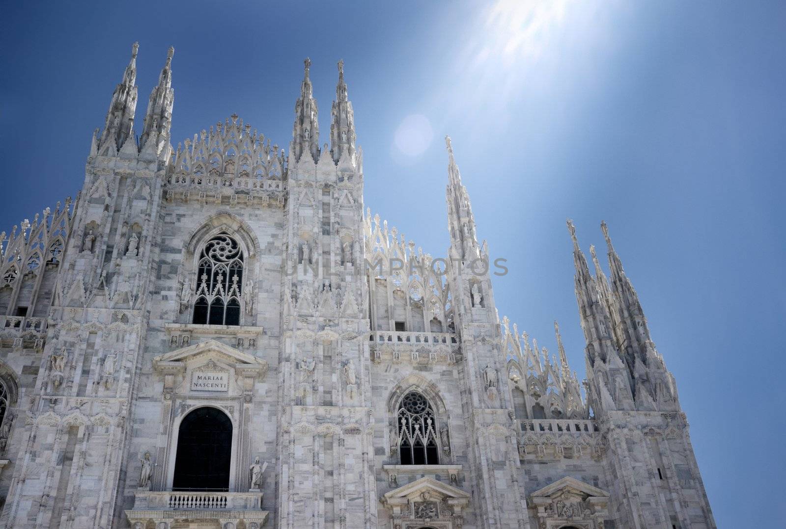 Milan Duomo cathedral in sunlight.