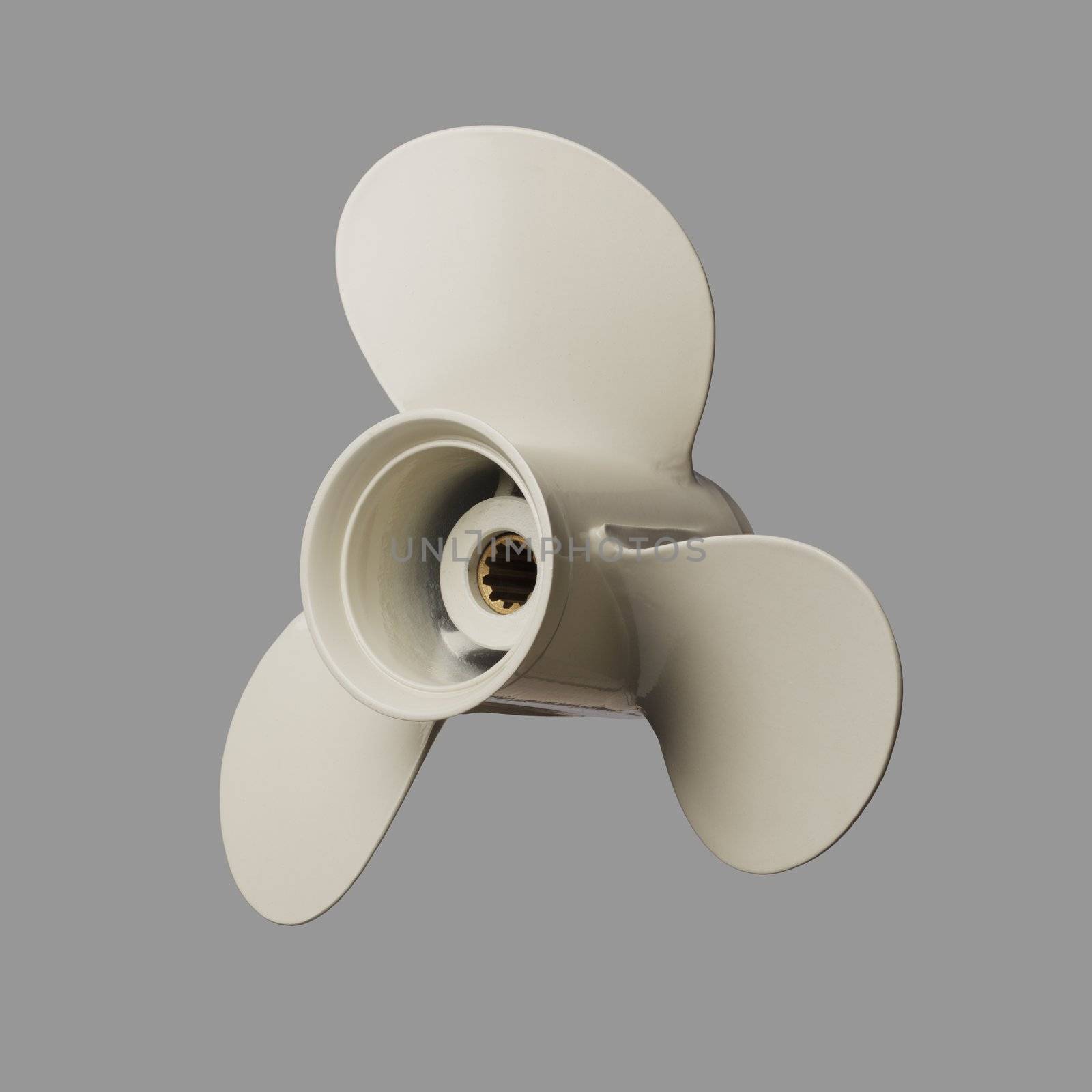 20hp outboard engine propeller on grey background