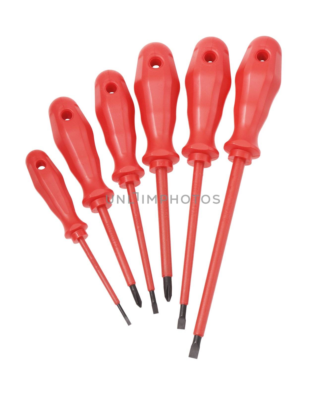 A Set of electrician's insulated screwdrivers.
