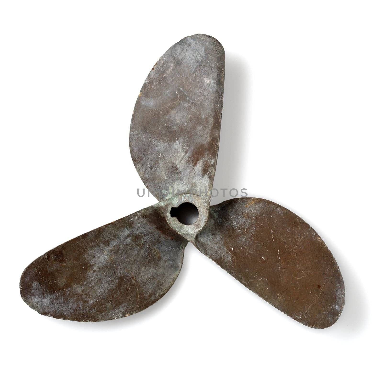 Old tree-bladed boat propeller