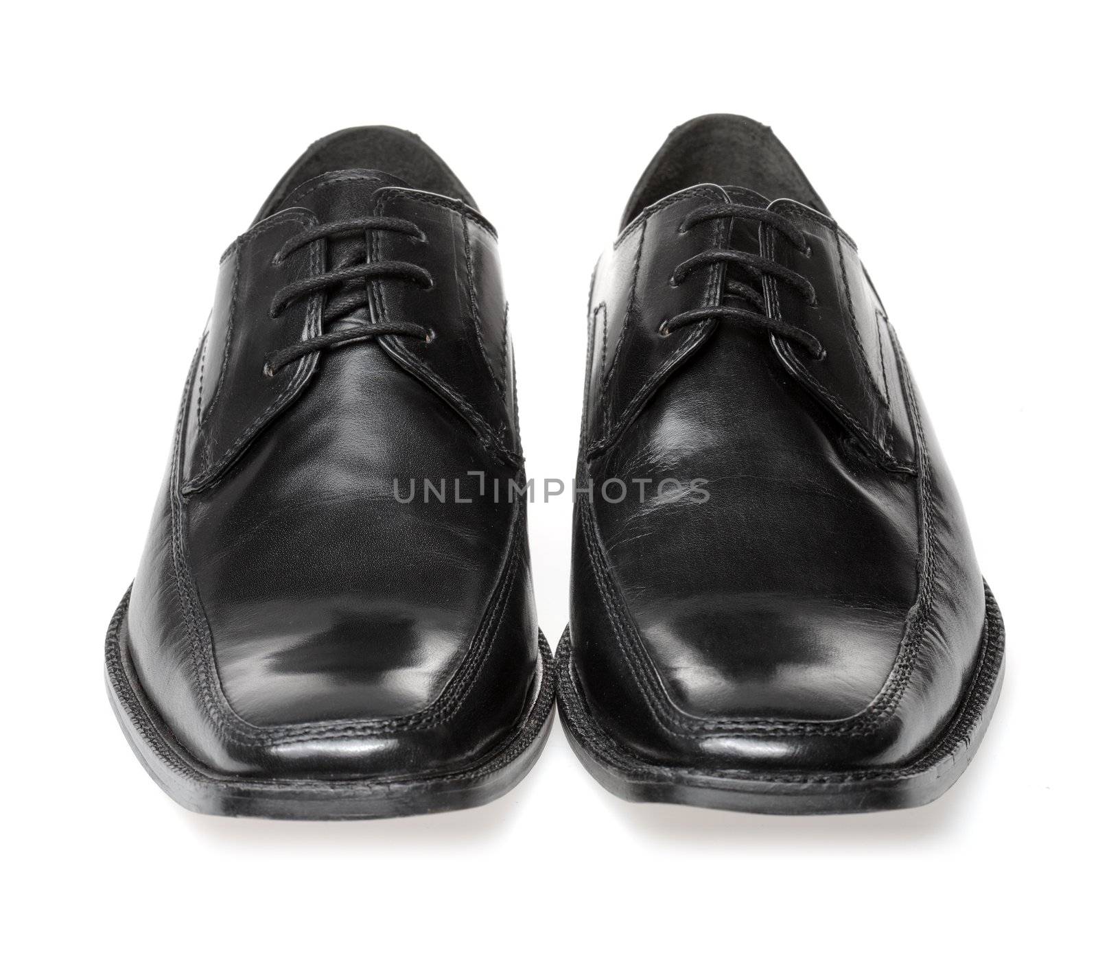 Men's black leather dress shoes
