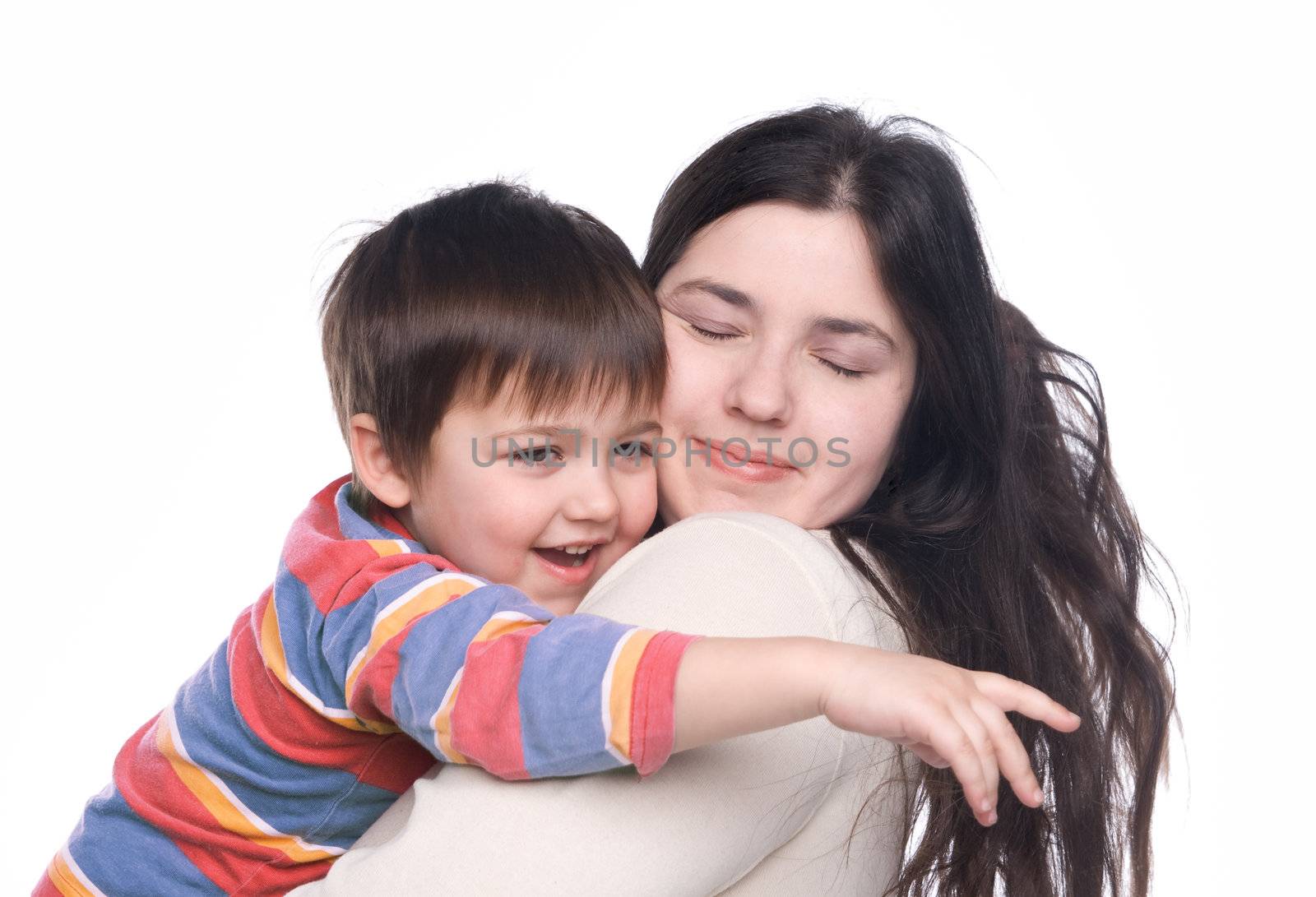 Woman holding her little child on hands