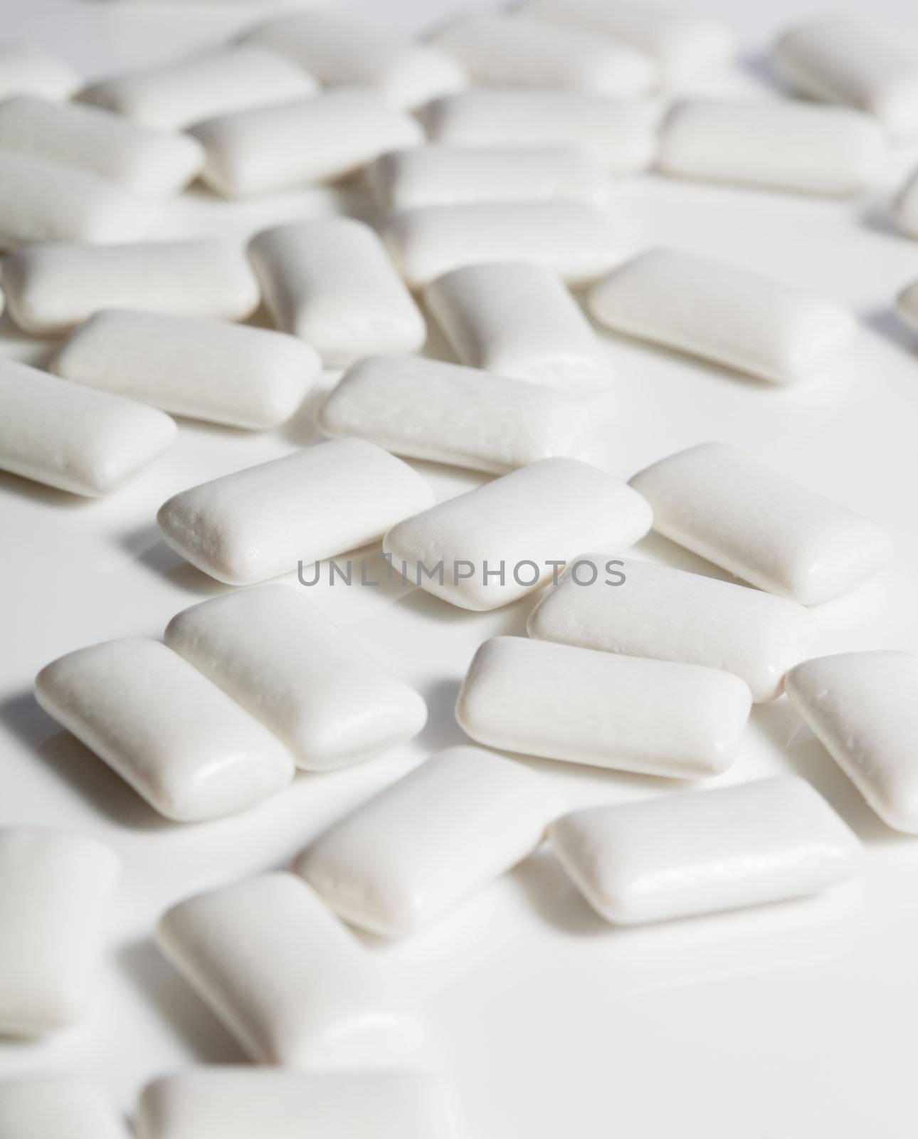 Rectangle shaped chewing gum on white