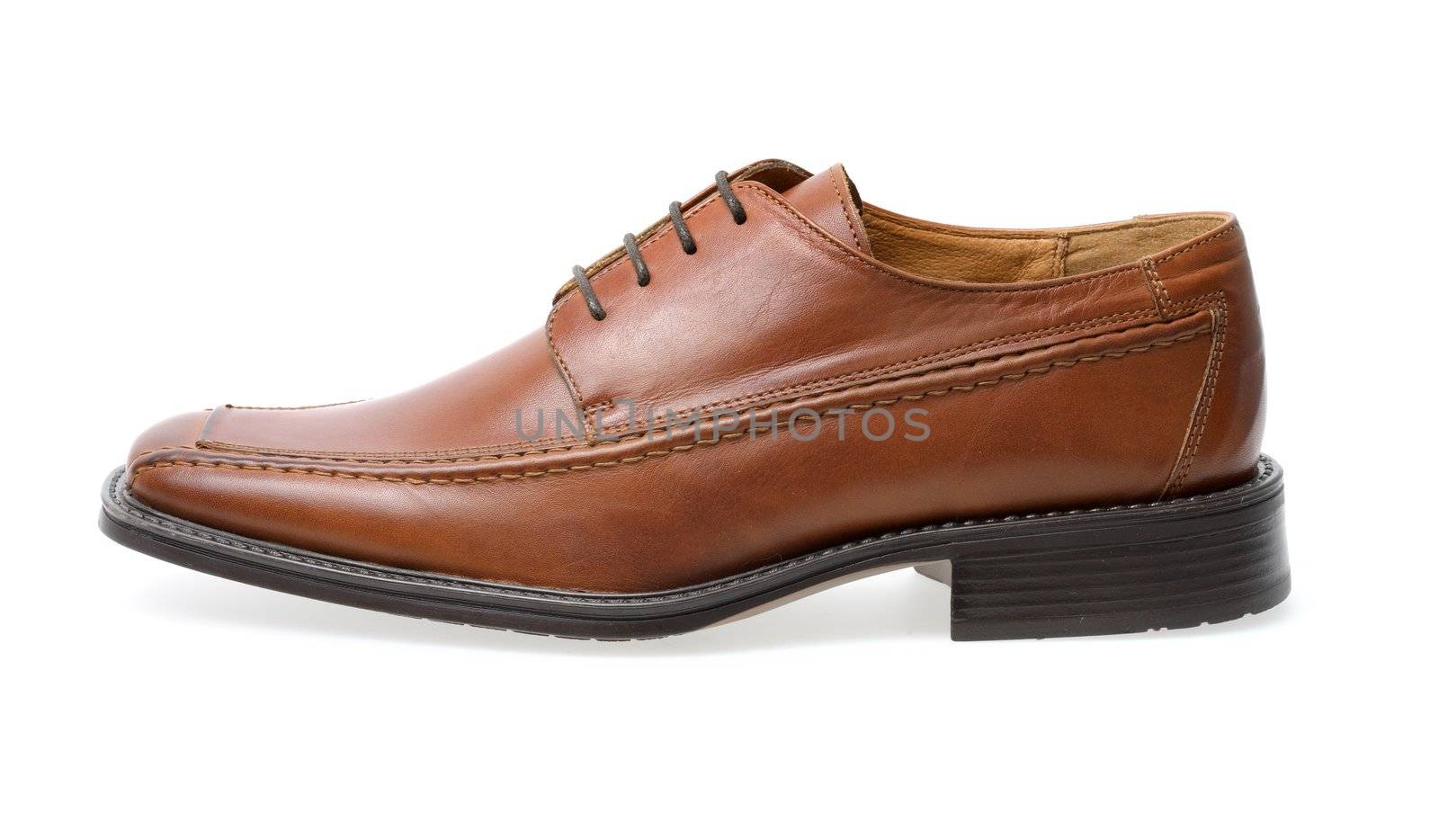 New men's brown leather shoe isolated on white