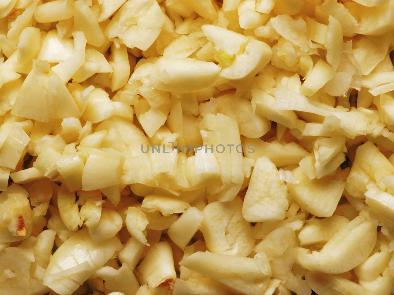 close up of chopped garlic food background