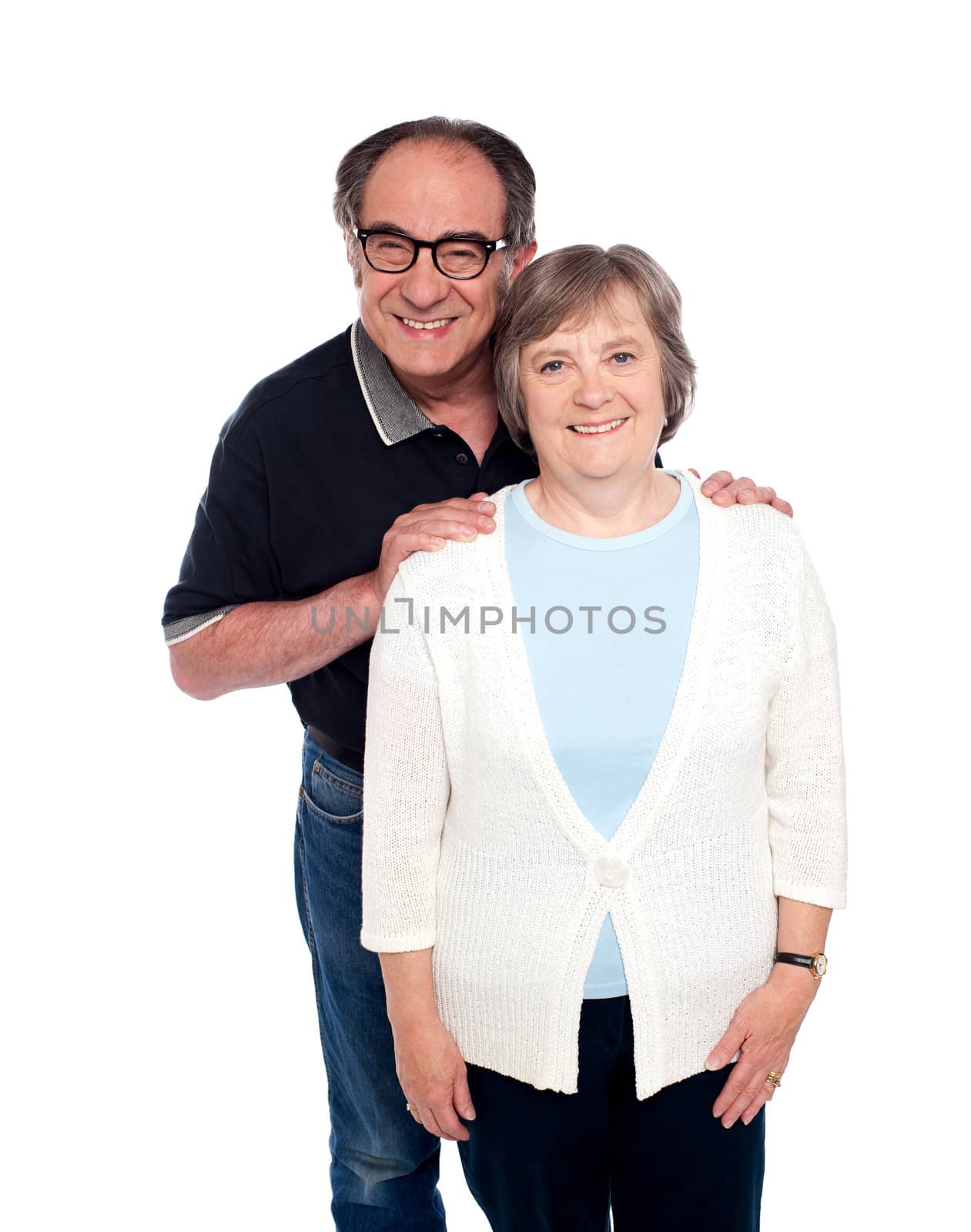 Portrait of smiling aged couple in love by stockyimages