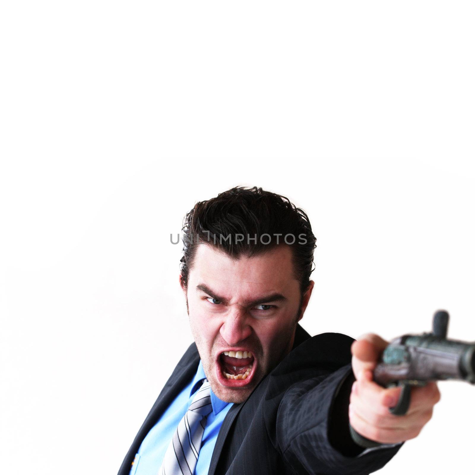 dangerous man with gun,isolated by photochecker