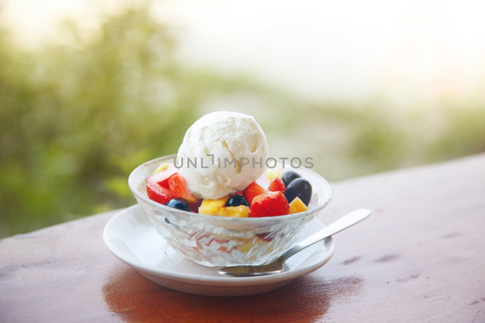 Fruit salad with ice cream by Novic