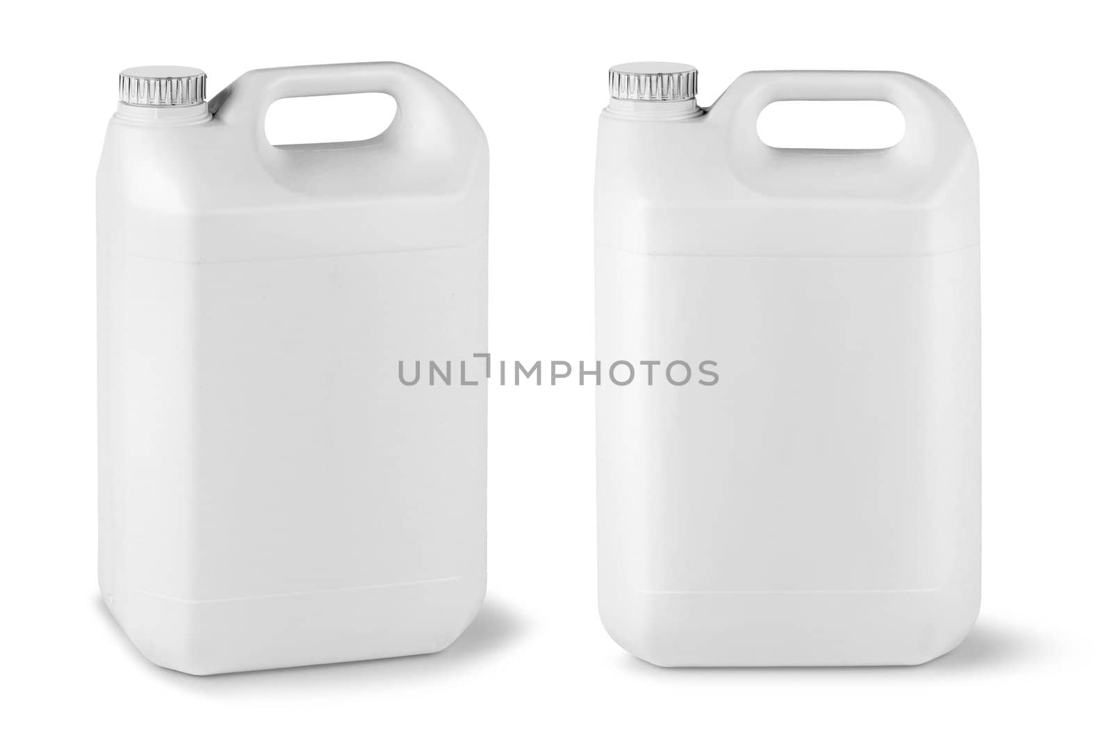 Plastic fluid canister blank dummy isolated on white